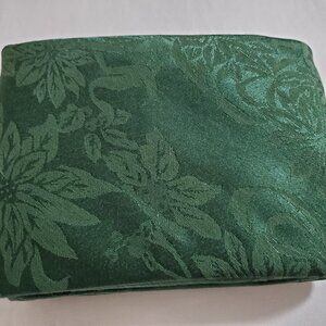 Jaclyn Smith Christmas Round 70” Tablecloth – Hunter Green – Damask Poinsettias